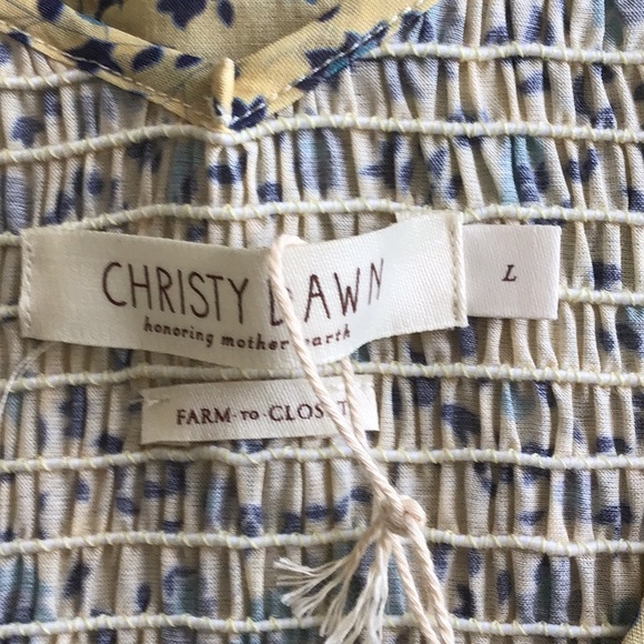 Christy Dawn Basil Larkspur Ditsy Field Silk Cotton Dress L NWT blue yellow - Picture 9 of 10